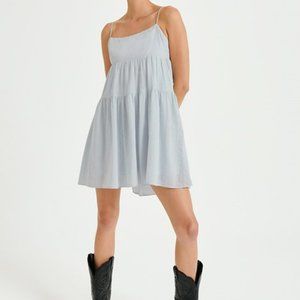 Aritzia Mini Tiered Slip Dress in Light Blue